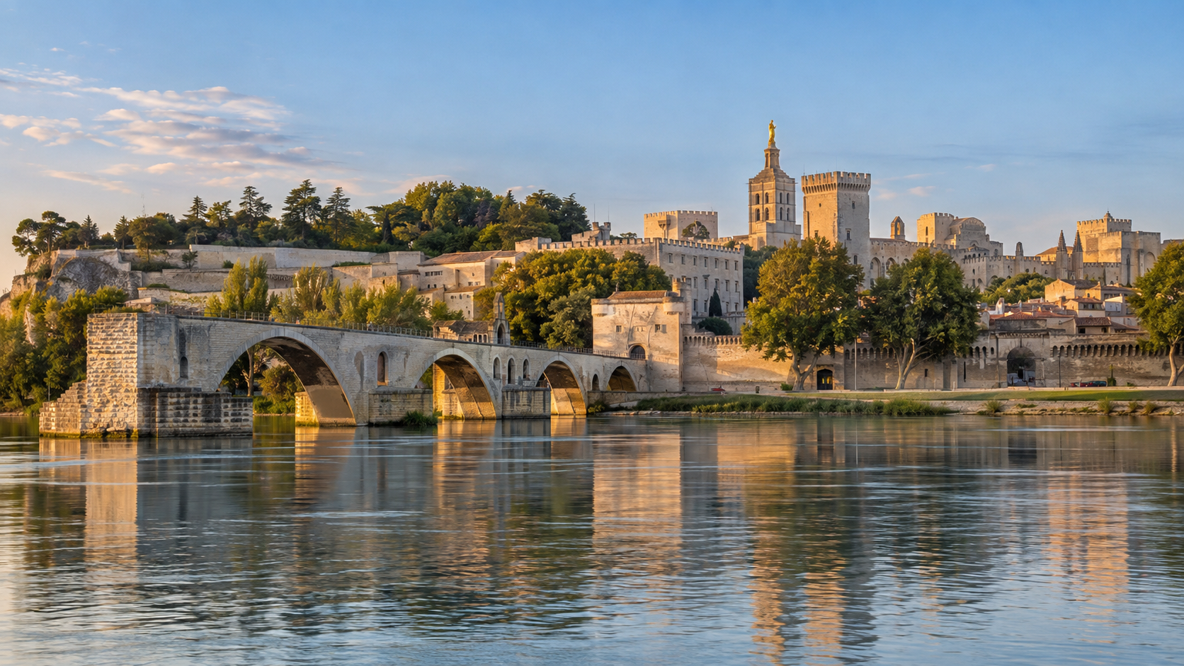 Avignon, le palais des Papes et le pont Saint-Bénézet