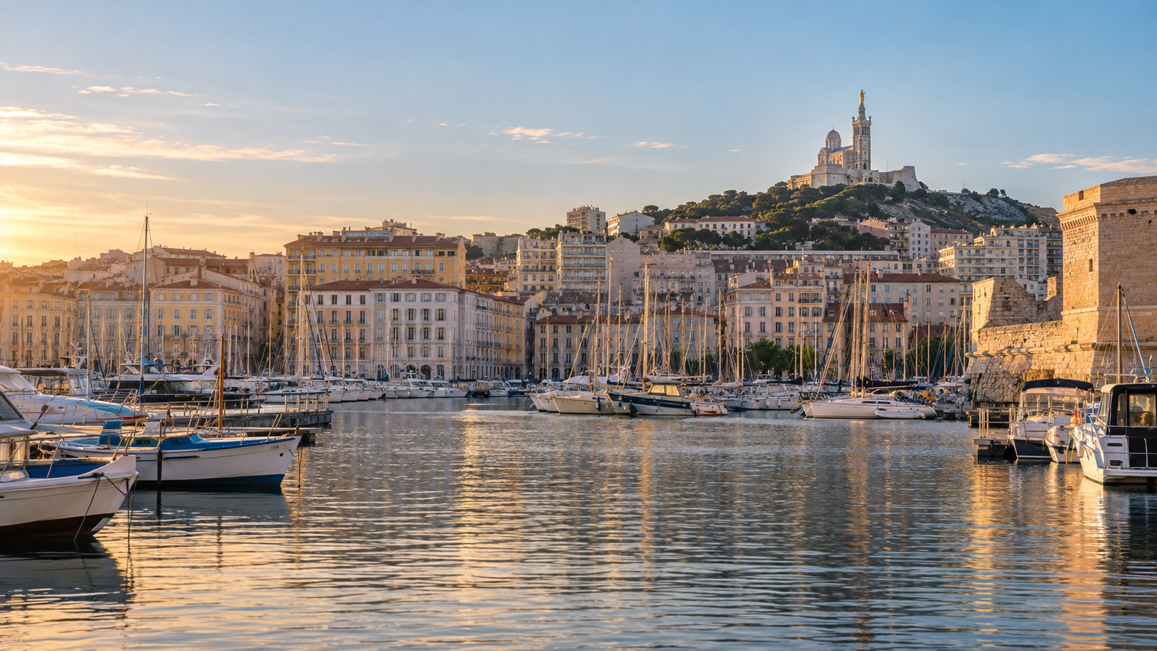 Marseille, le Vieux-Port et Notre-Dame de la Garde