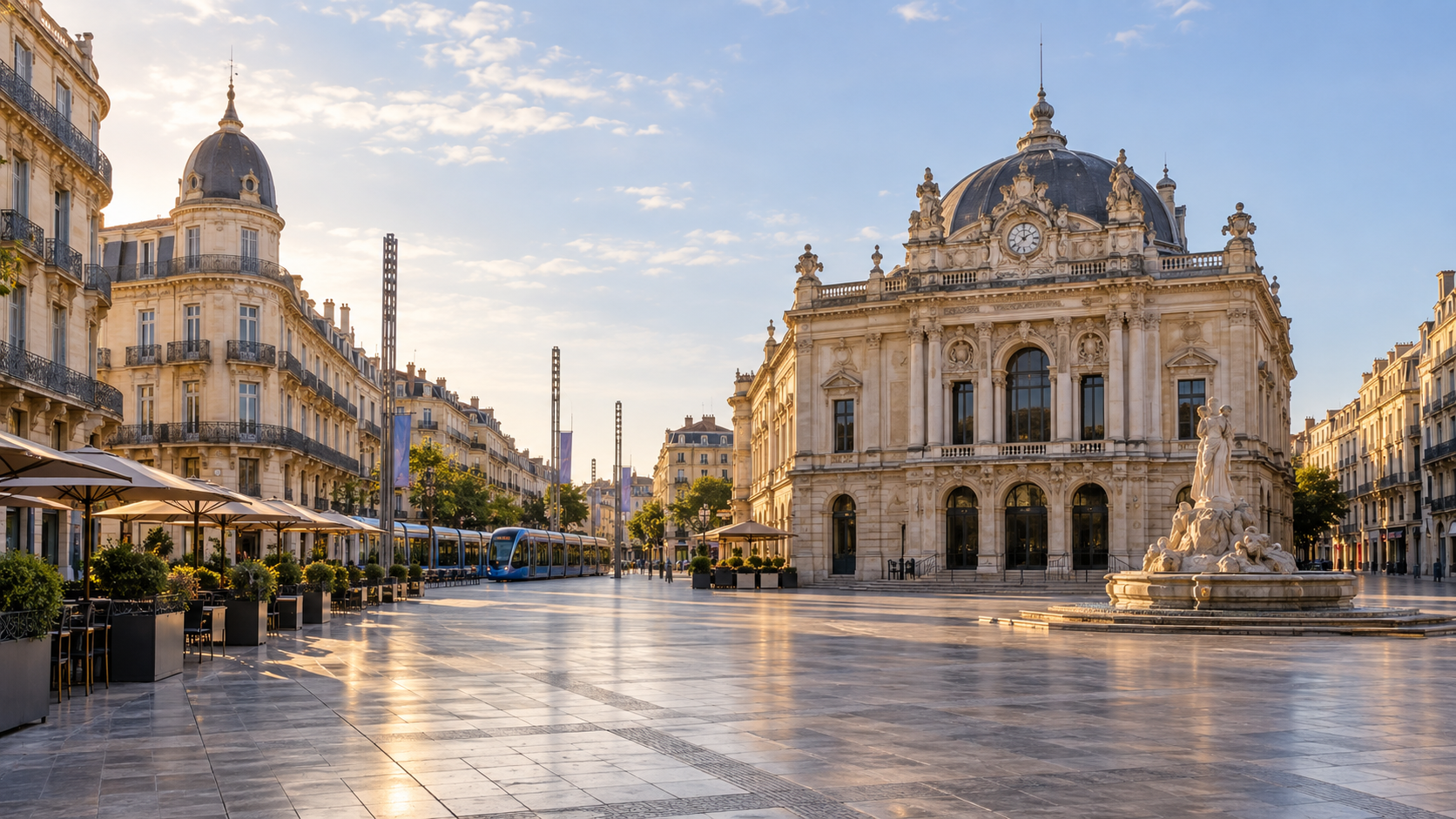 Montpellier, la place de la Comédie et l’Opéra