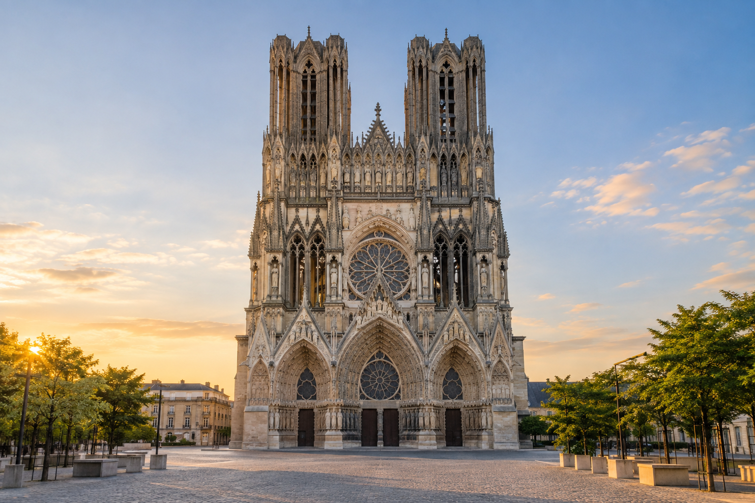 Reims, la cathédrale Notre-Dame depuis le parvis