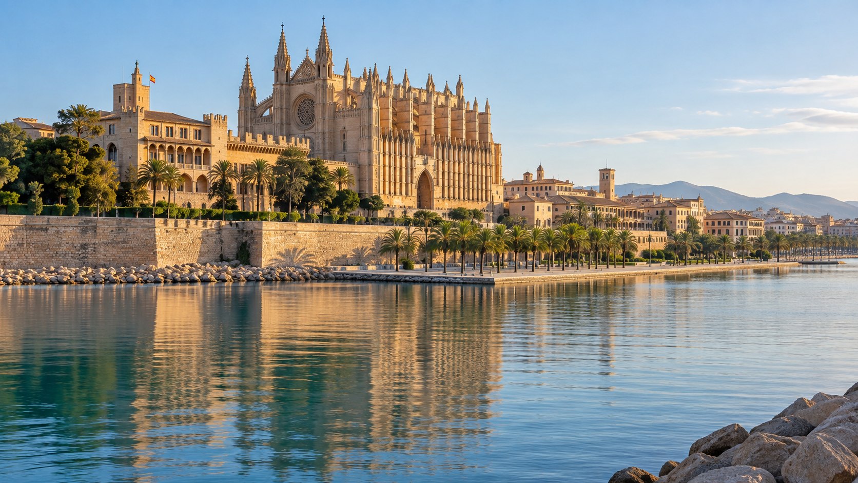 Cathédrale La Seu et front de mer à Palma de Majorque