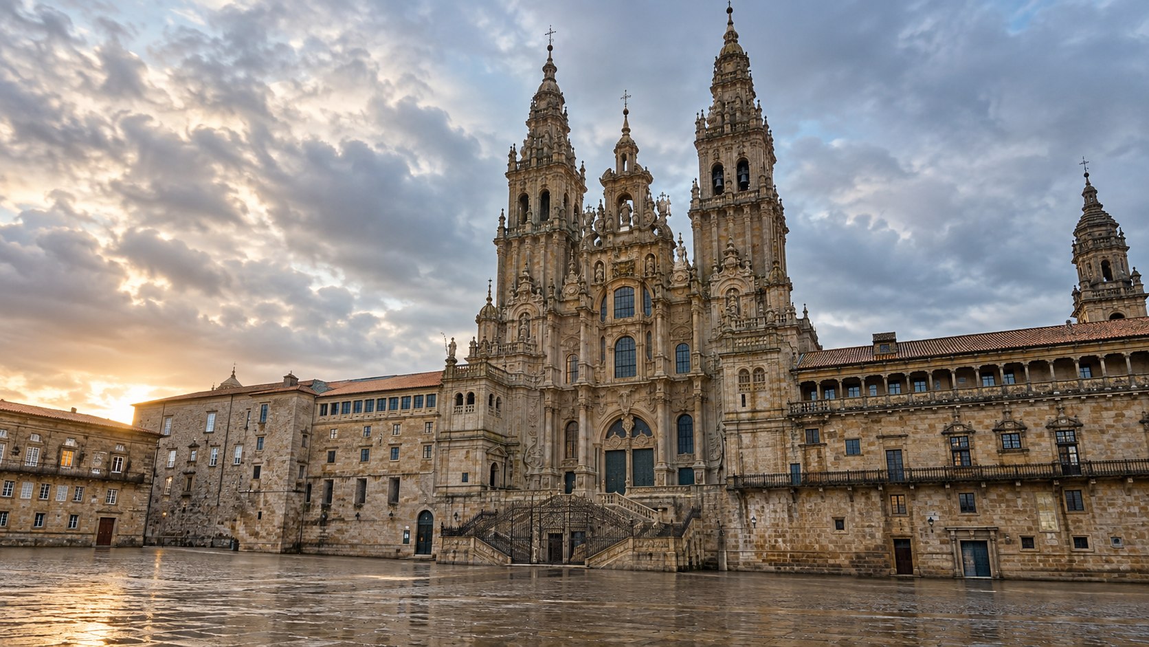 Cathédrale de Saint-Jacques-de-Compostelle sur la place de l’Obradoiro
