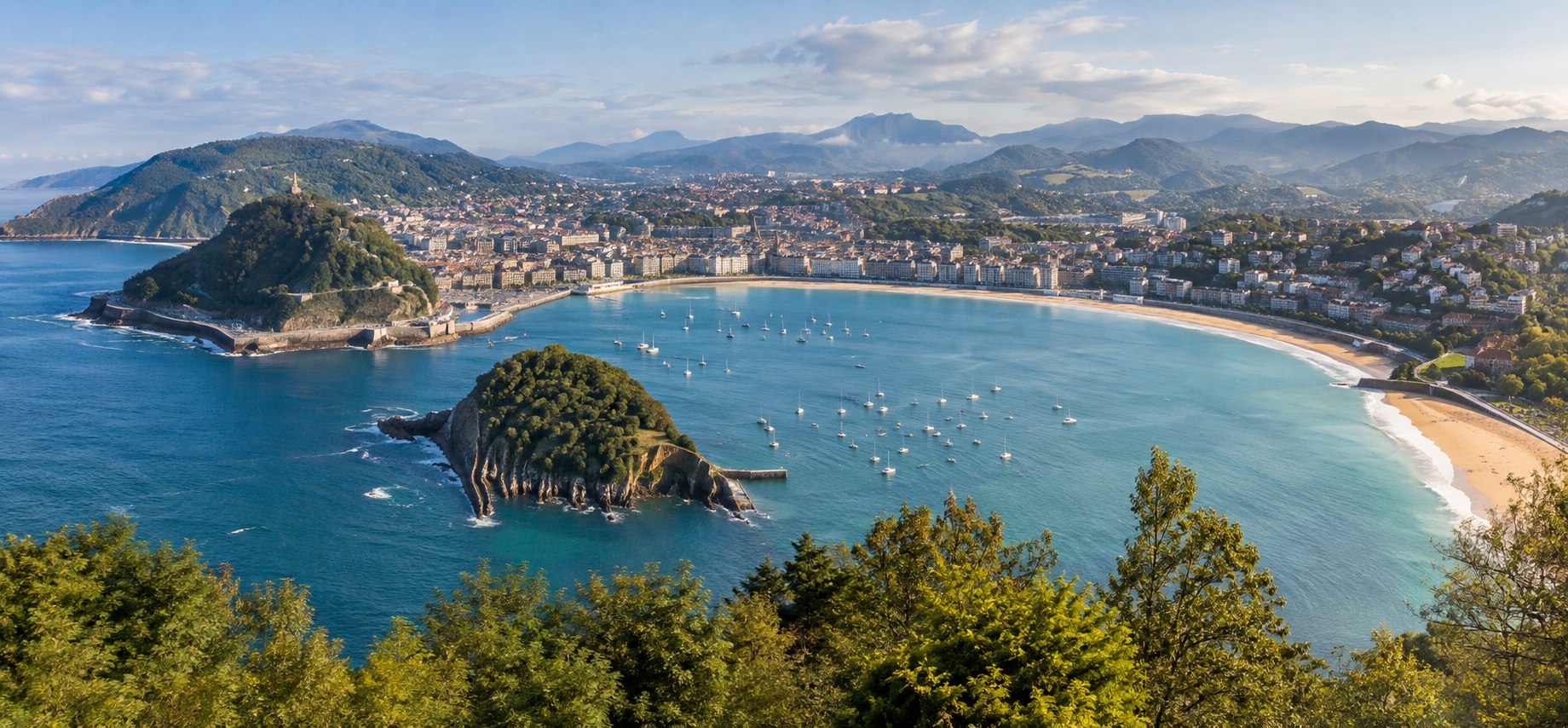 Baie de La Concha vue depuis le mont Igeldo à Saint-Sébastien