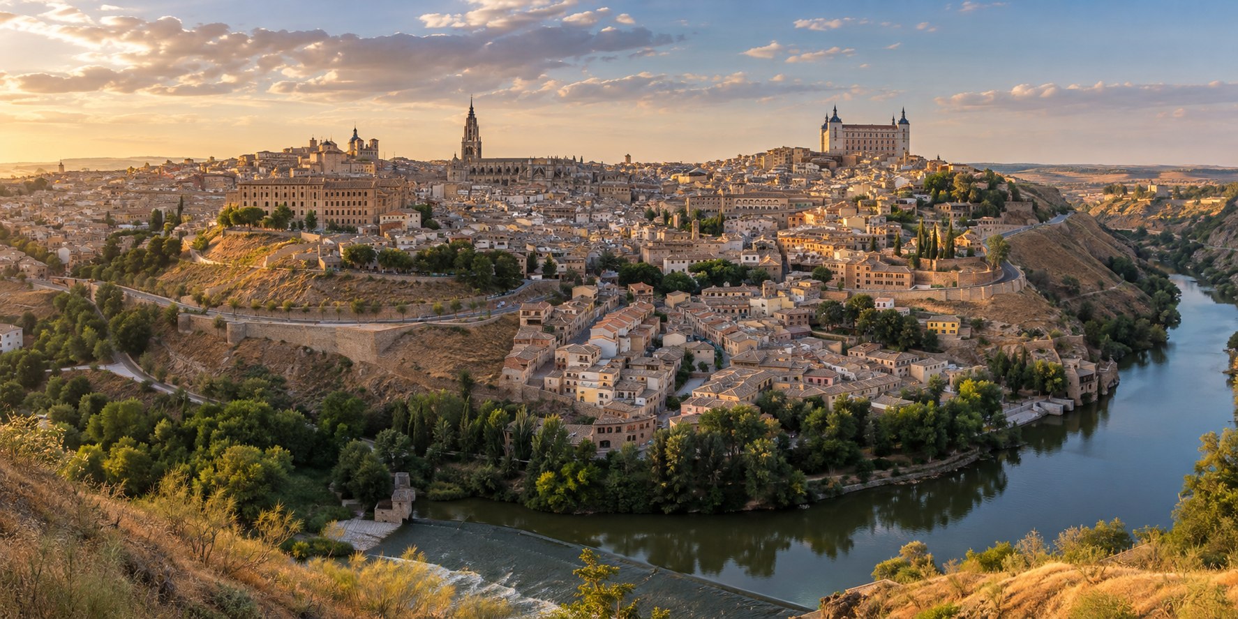 Panorama de Tolède dans le méandre du Tage, Espagne