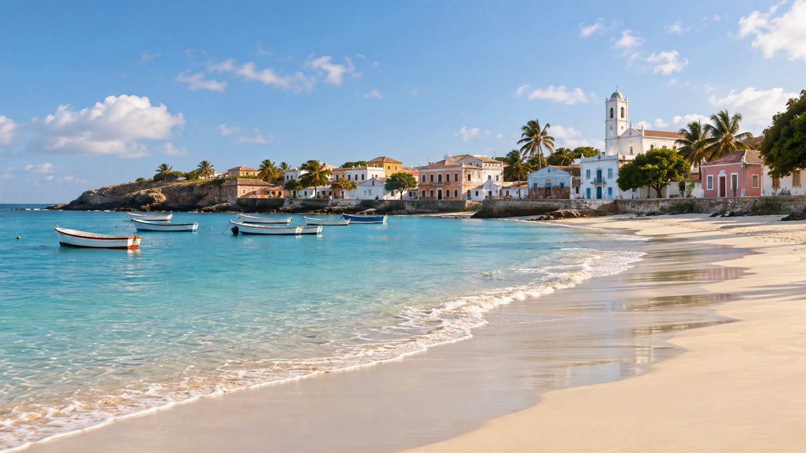 Plage et front de mer paisible de Vila do Maio, aussi appelée Porto Inglês